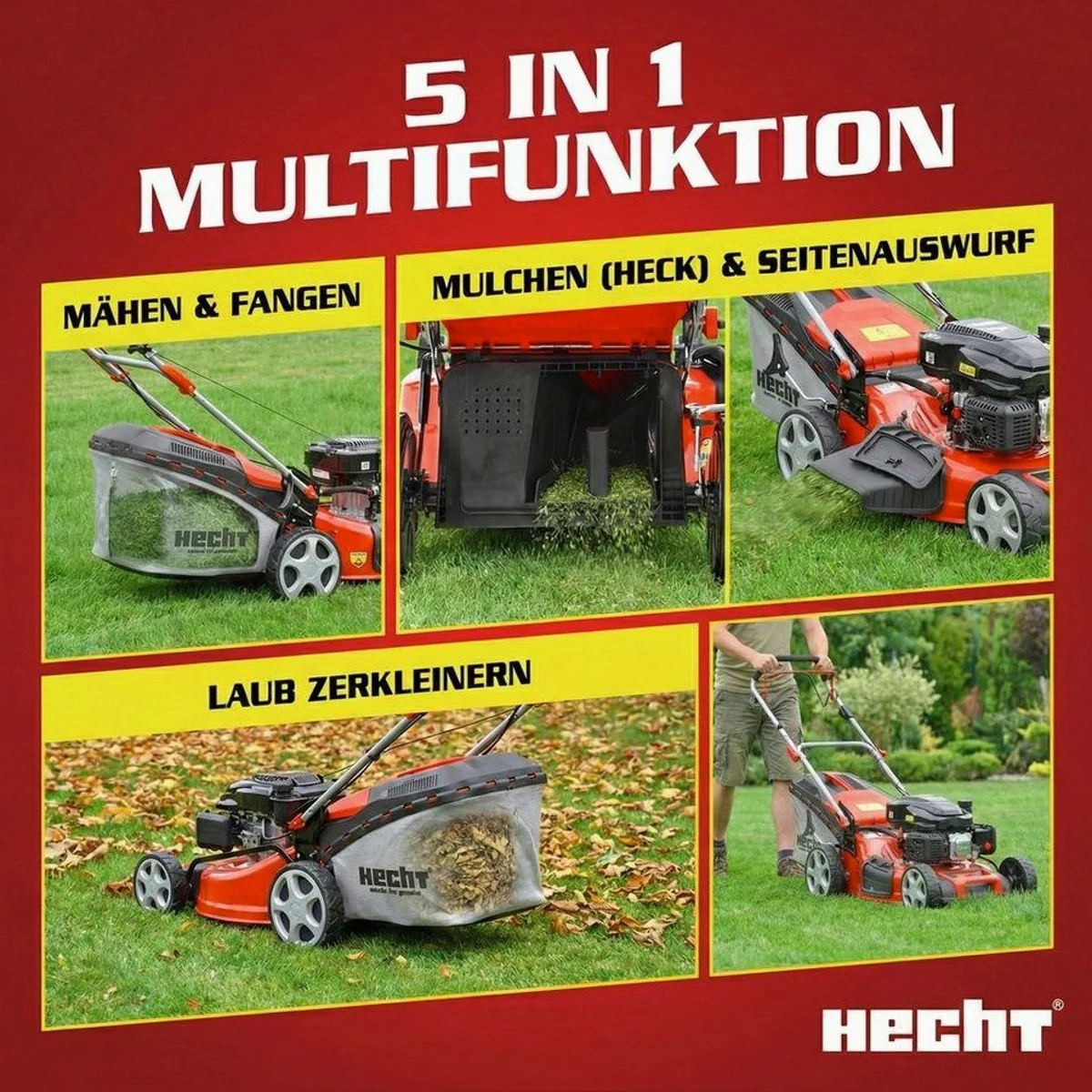 Hecht Benzinrasenmäher 554 SXE, Elektrostart, 5-in-1-Funktion, 53 cm Schnittbreite 2