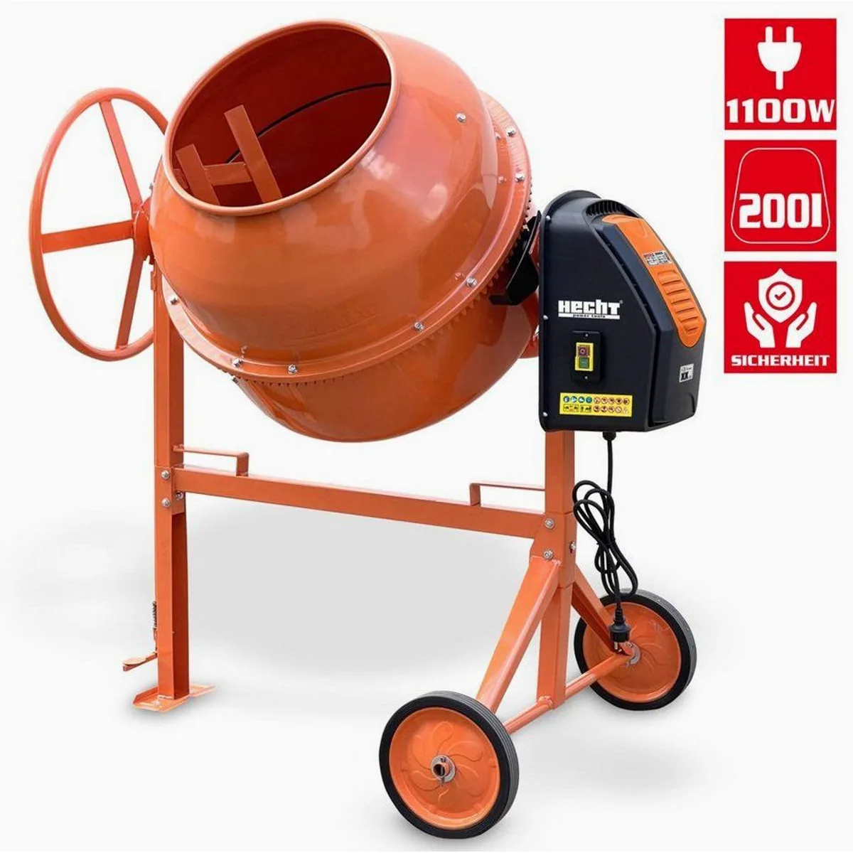 Hecht 2223 Betonmischer, 1100W, 200L Volumen, robuste Stahlkonstruktion 2