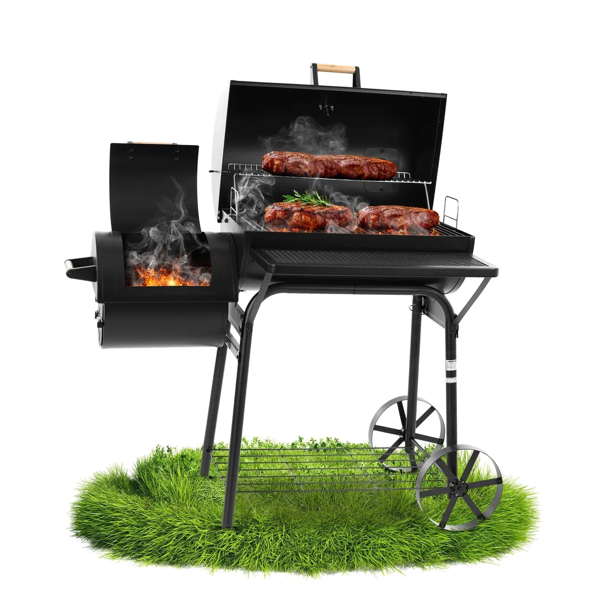 Hecht Sentinel Smoker Grillwagen, XXL Grillfläche, präzise Temperaturregelung, elegantes Design