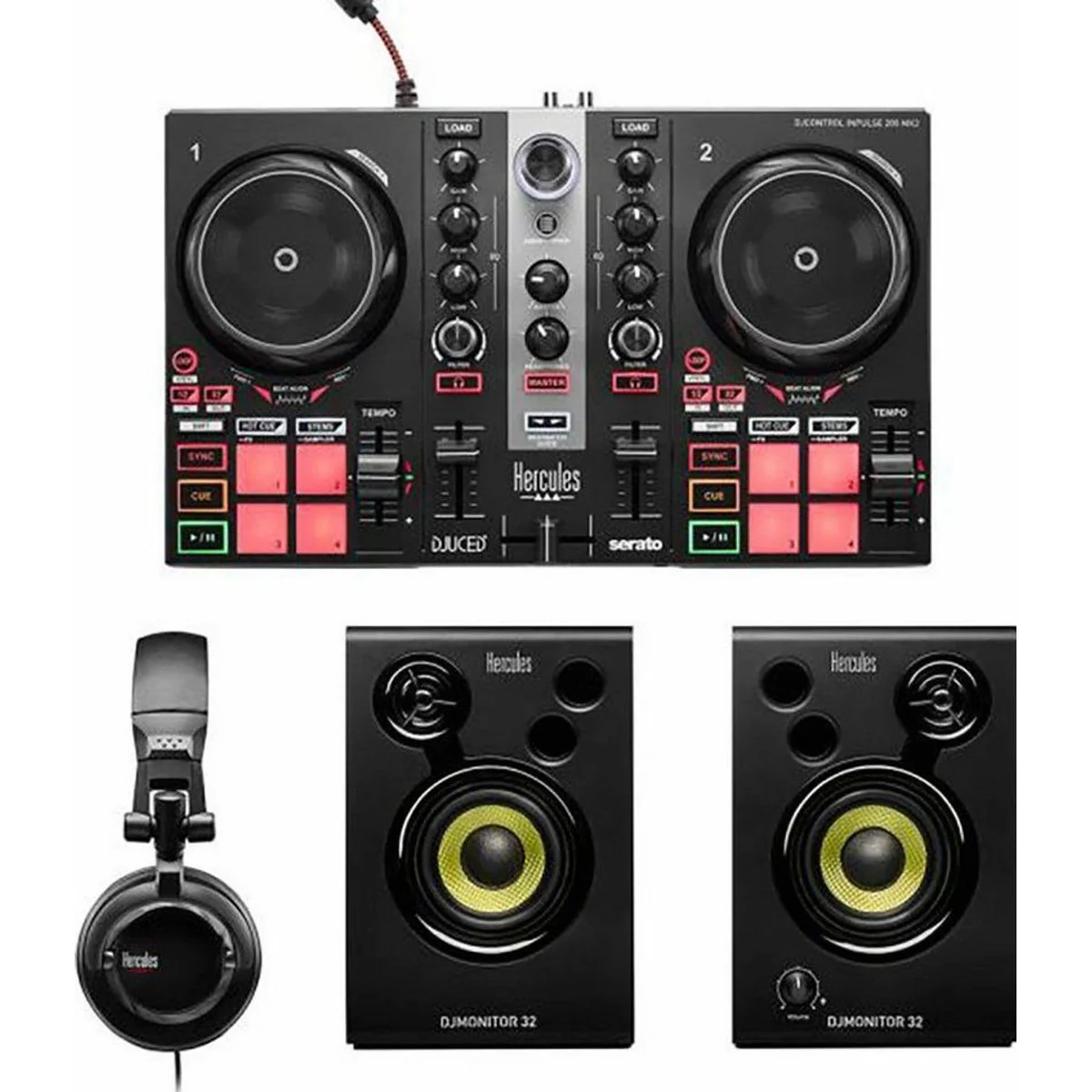 HERCULES DJLearning Kit MK2, kompakter DJ-Controller, Lautsprecher und Kopfhörer 2