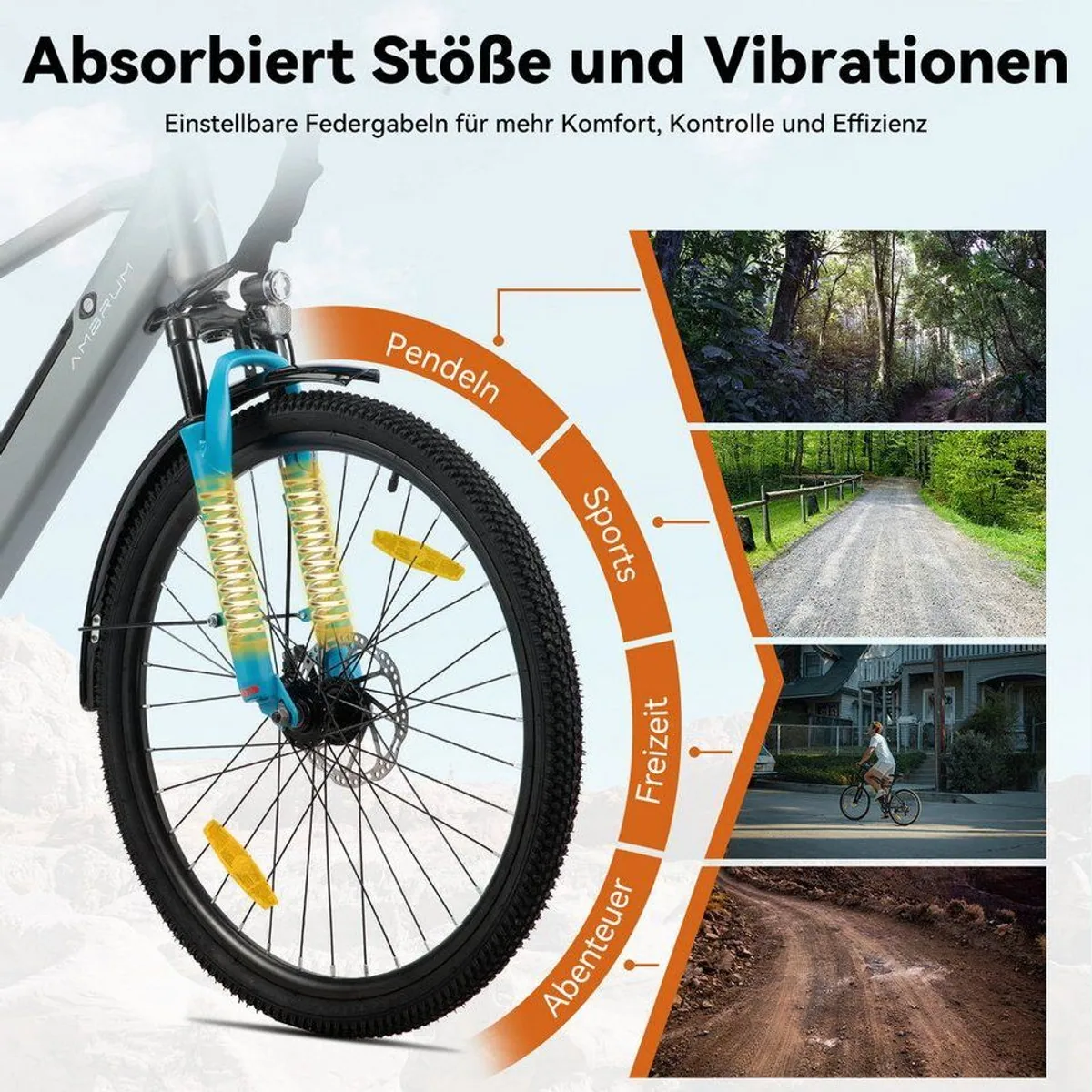 HILAND E-Bike 26", 250W Motor, 10,4Ah Akku, Gepäckträger für Pendler 4