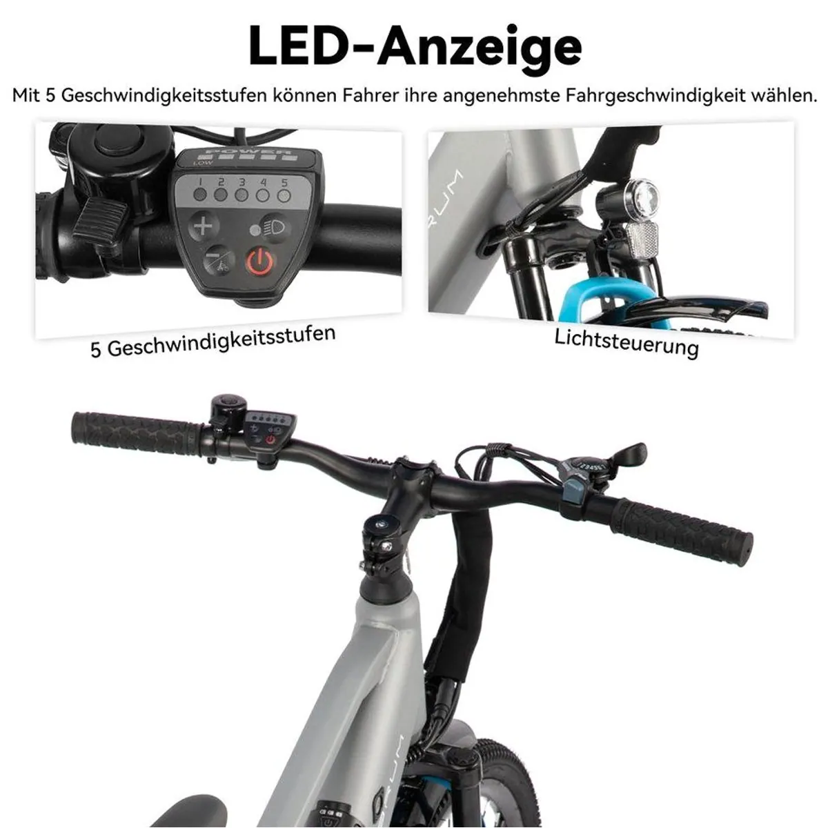HILAND E-Bike 26", 250W Motor, 10,4Ah Akku, Gepäckträger für Pendler 5