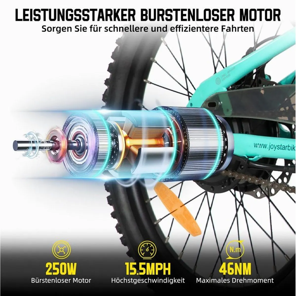 HILAND E-Bike 20/24 Zoll E-Mountainbike, abnehmbarer Akku, leistungsstarker Heckmotor 2