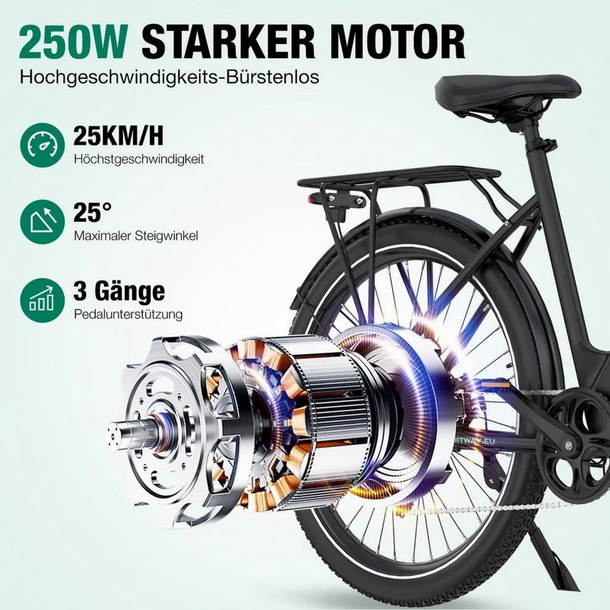 HITWAY BK18 Elektrofahrrad, 36V 13Ah Akku, Shimano 7-Gang-Schaltung, 27,5 Zoll 2