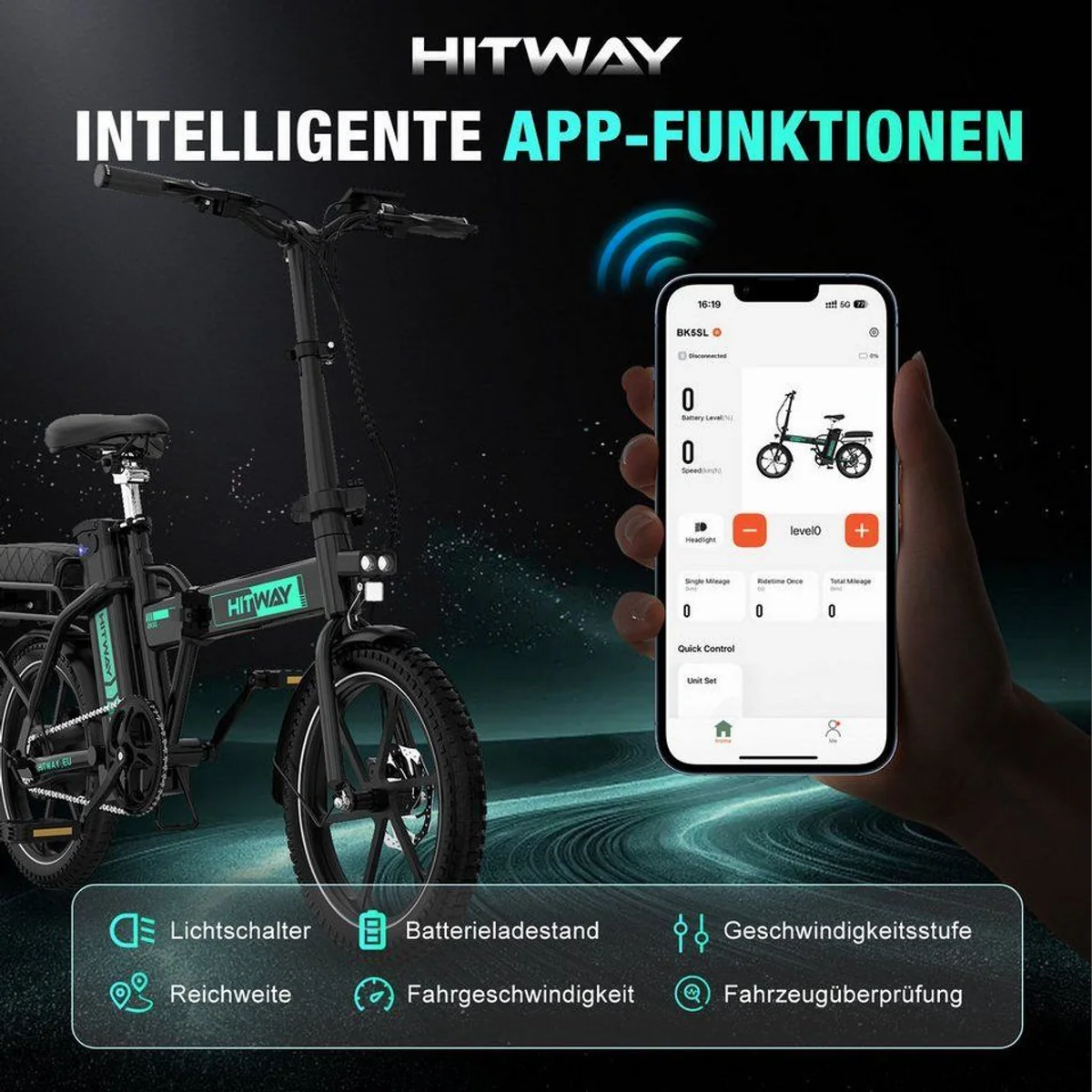 HITWAY E-Bike BK5 Klapprad, herausnehmbarer 468Wh Akku, kompakt faltbar für Stadt und Pendeln 2