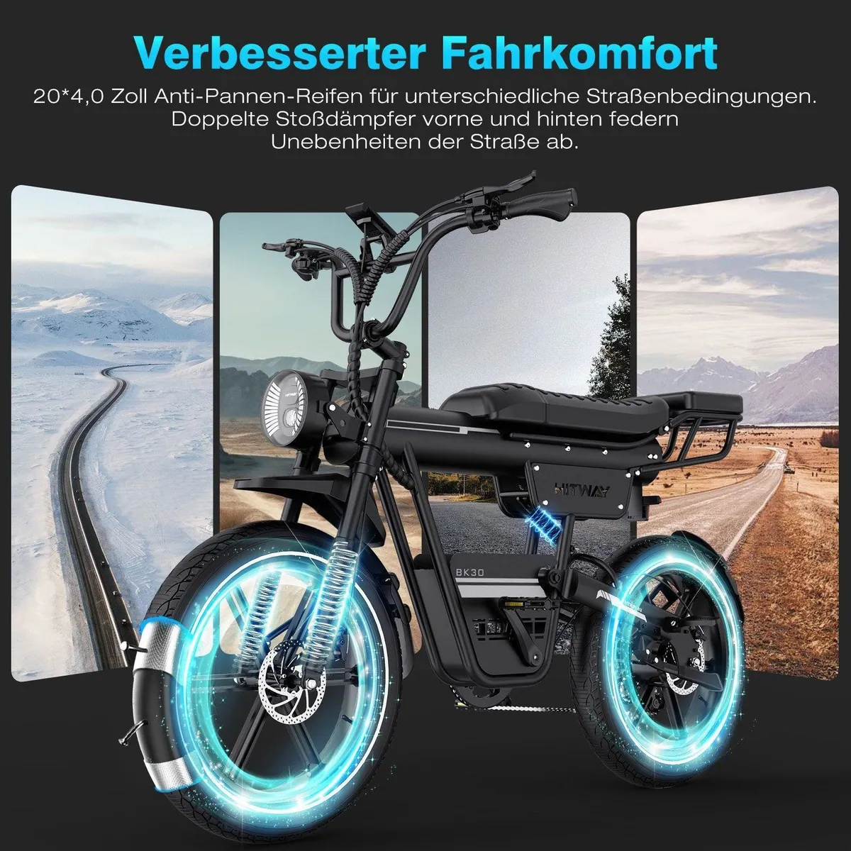 HITWAY E-Bike BK30, hohe Reichweite, robuste Reifen, schlüsselloser Zugang 4