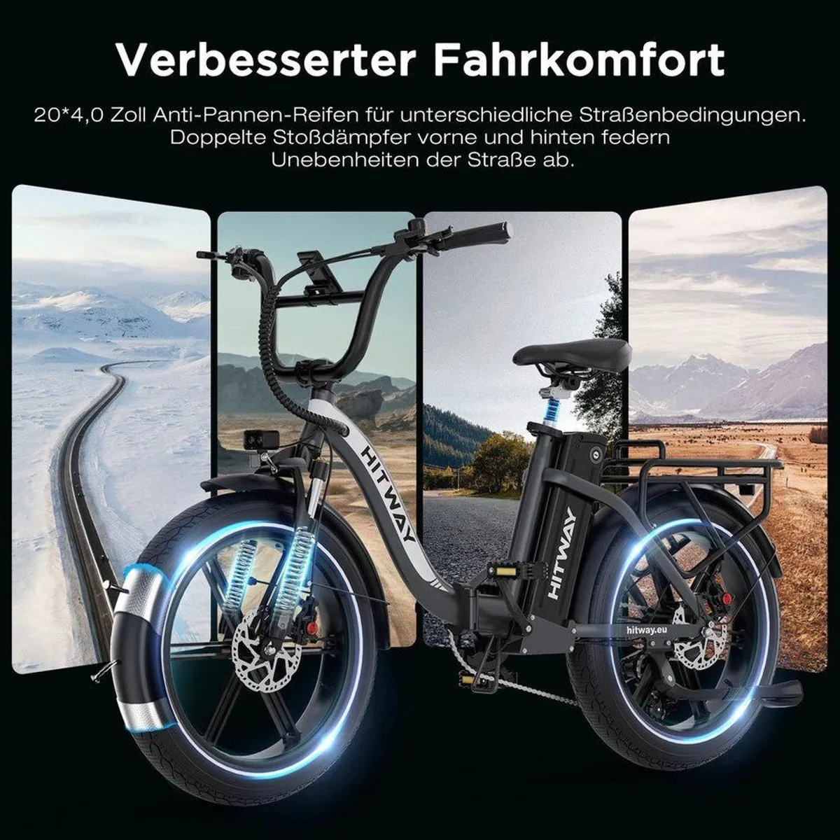 HITWAY E-Bike Faltrad, beeindruckende Reichweite & 7-Gang Shimano Schaltung 4