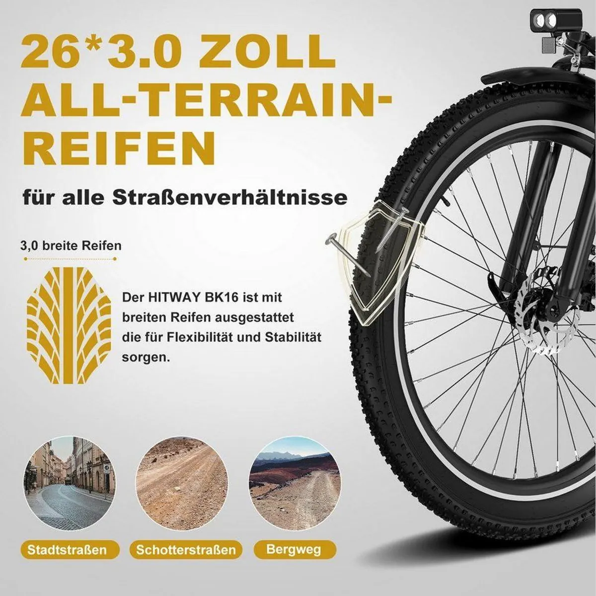 HITWAY E-Bike BK16, leistungsstarker Akku, 250W Motor, Shimano 7-Gang-Schaltung 3