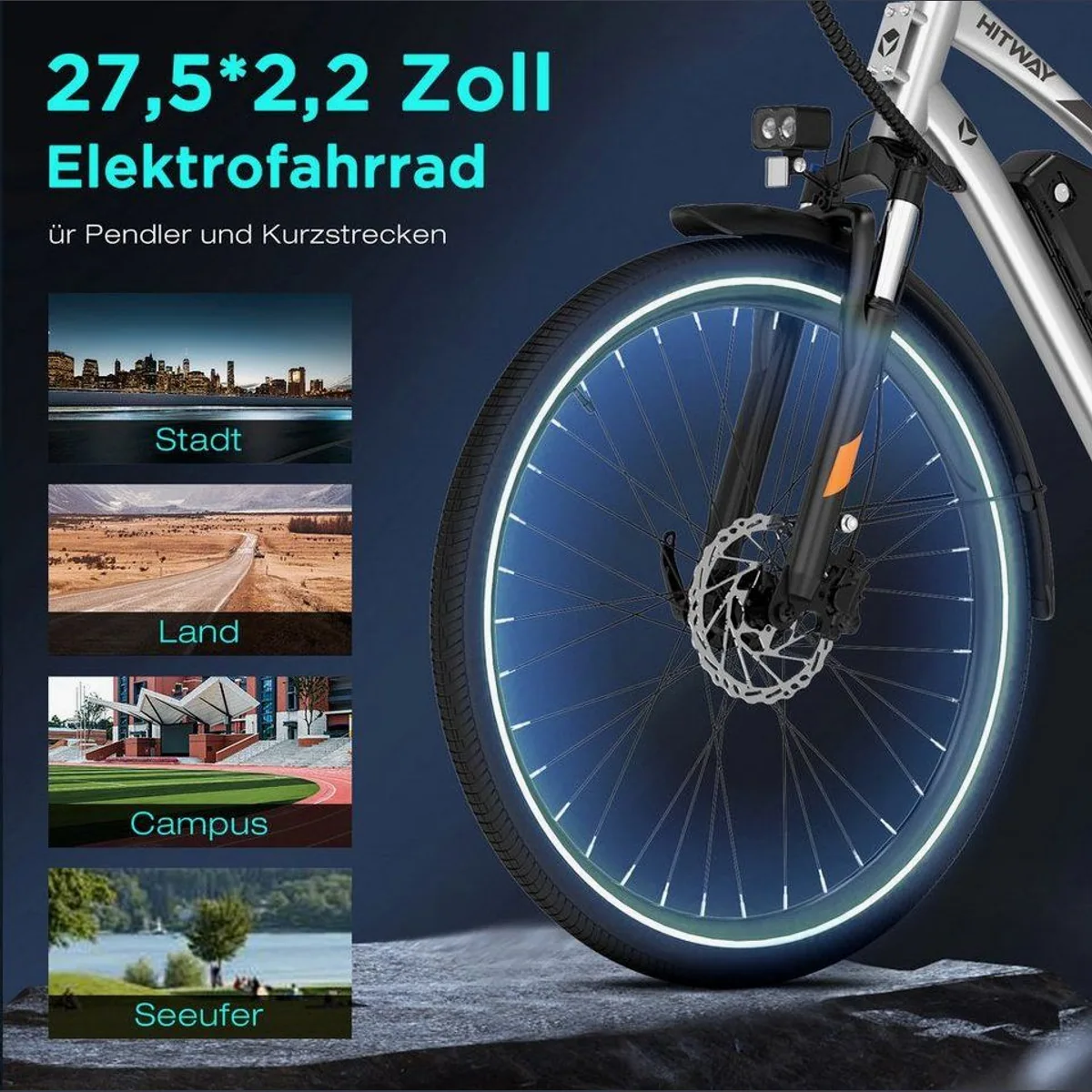 HITWAY E-Bike Trekkingrad, 250 W Mittelmotor, Reichweite bis 180 km 2