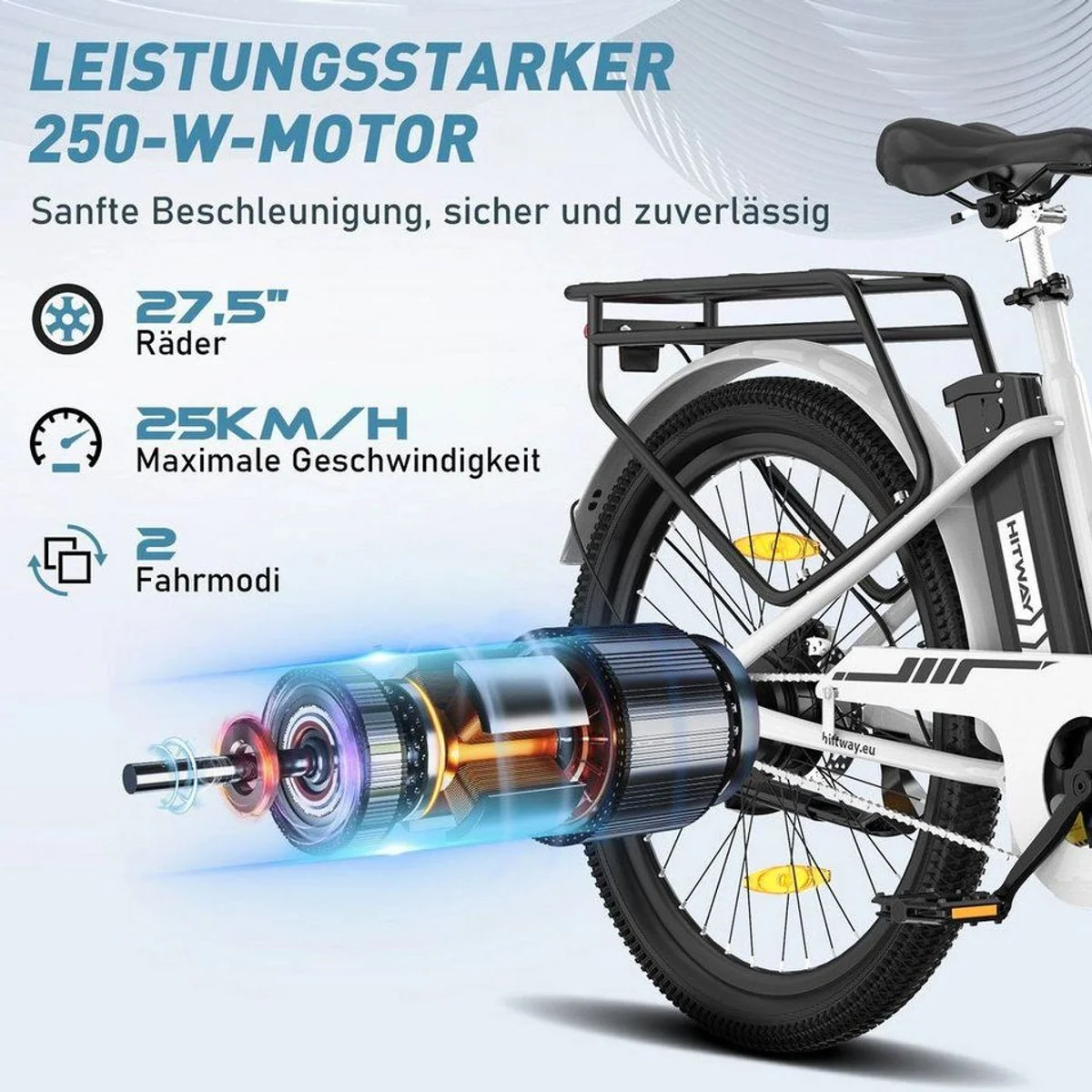 HITWAY BK8S E-Bike, 250W Motor, 36V 13Ah Akku, 27,5 Zoll — für Pendler und Freizeitfahrer 2