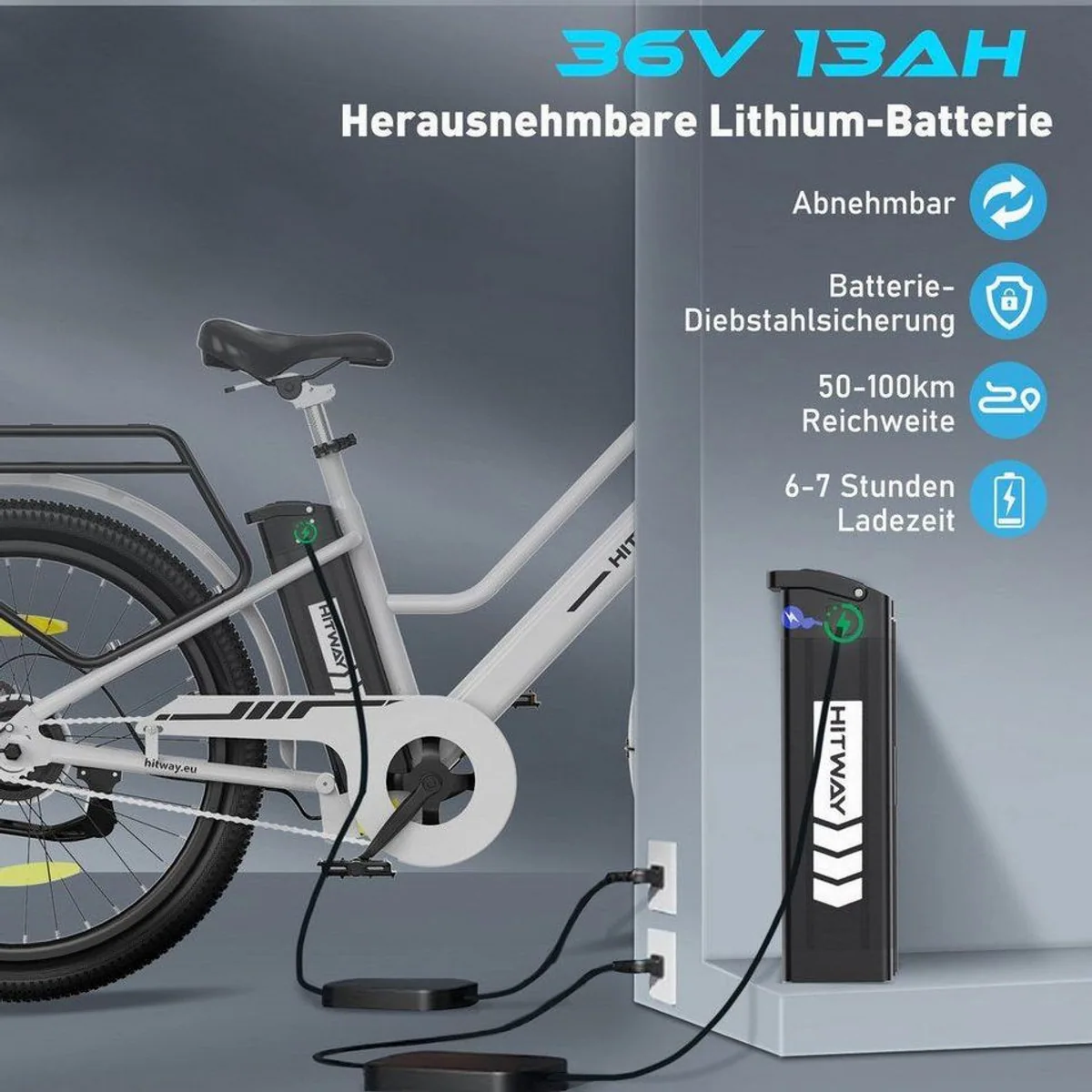 HITWAY BK8S E-Bike, 250W Motor, 36V 13Ah Akku, 27,5 Zoll — für Pendler und Freizeitfahrer 3
