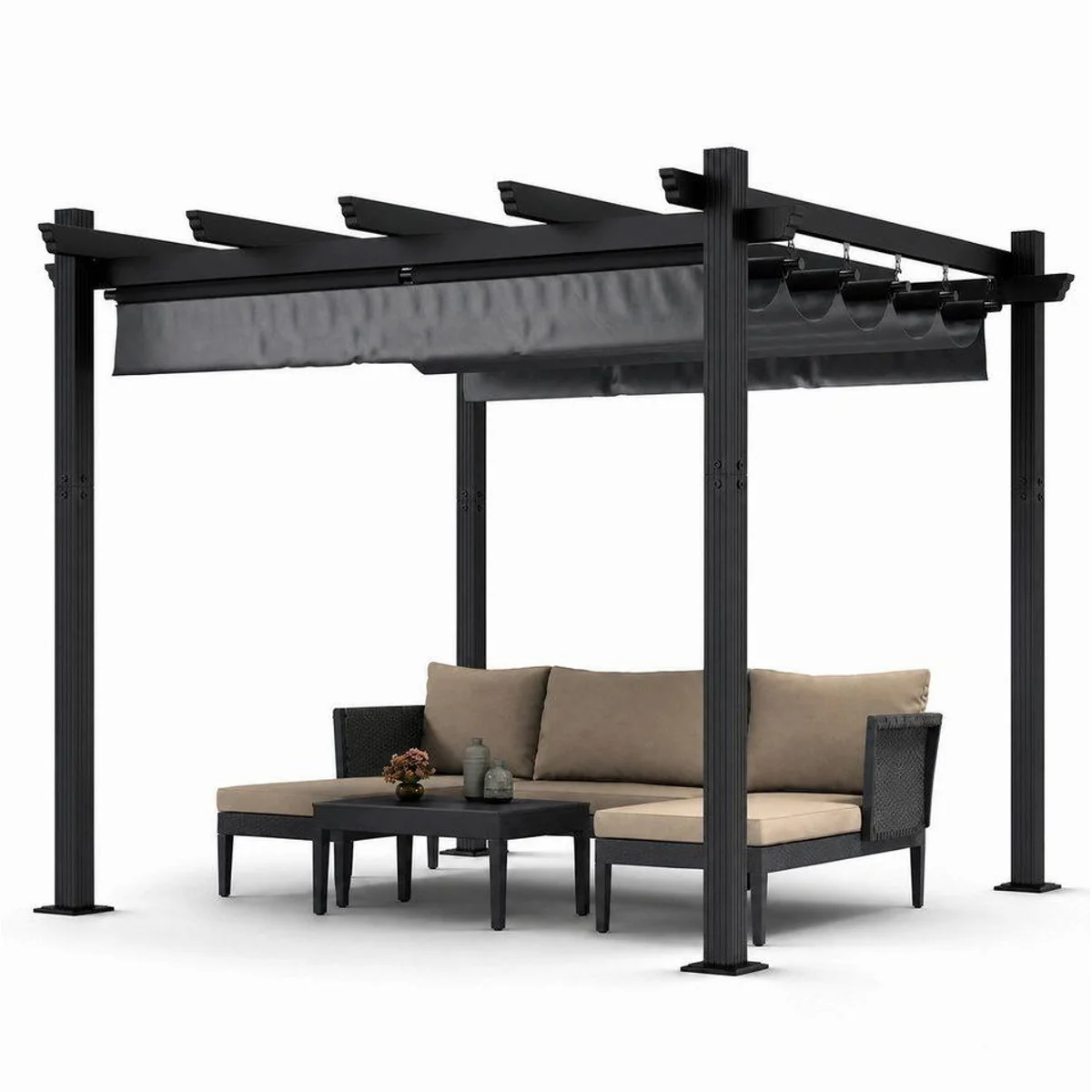 HOMALL Pavillon 3x3m/3x4m, wetterfester Aluminiumrahmen, flexible Markise, stabile Konstruktion 2