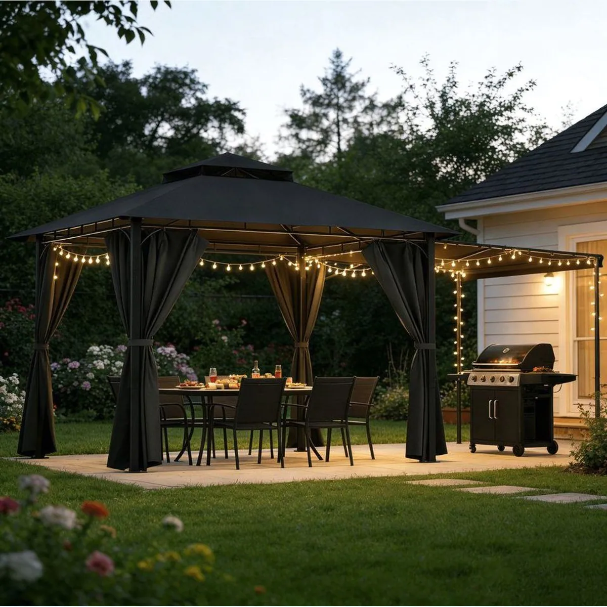 HOMALL Pavillon Extend Grillpavillon, 1,8 m Seitenveranda, wetterfest und UV-beständig 2