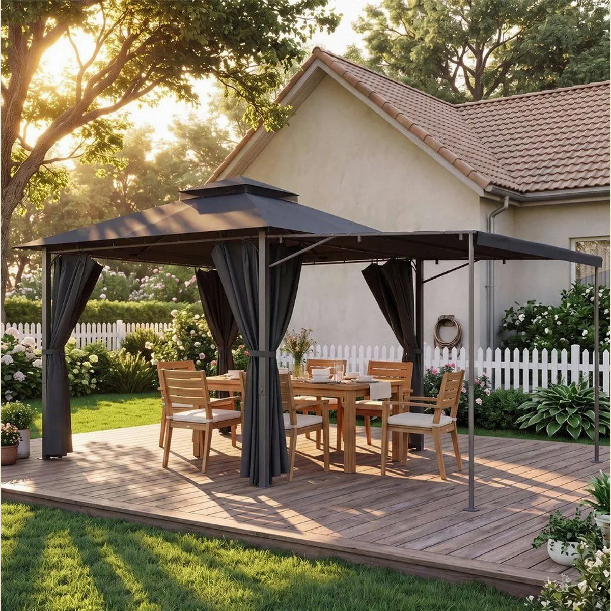 HOMALL Pavillon Extend Grillpavillon, 1,8 m Seitenveranda, wetterfest und UV-beständig 3