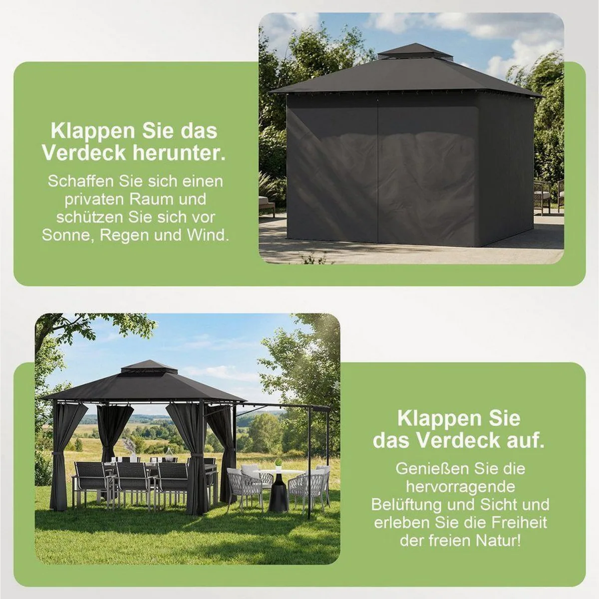 HOMALL Pavillon Extend Grillpavillon, 1,8 m Seitenveranda, wetterfest und UV-beständig 4