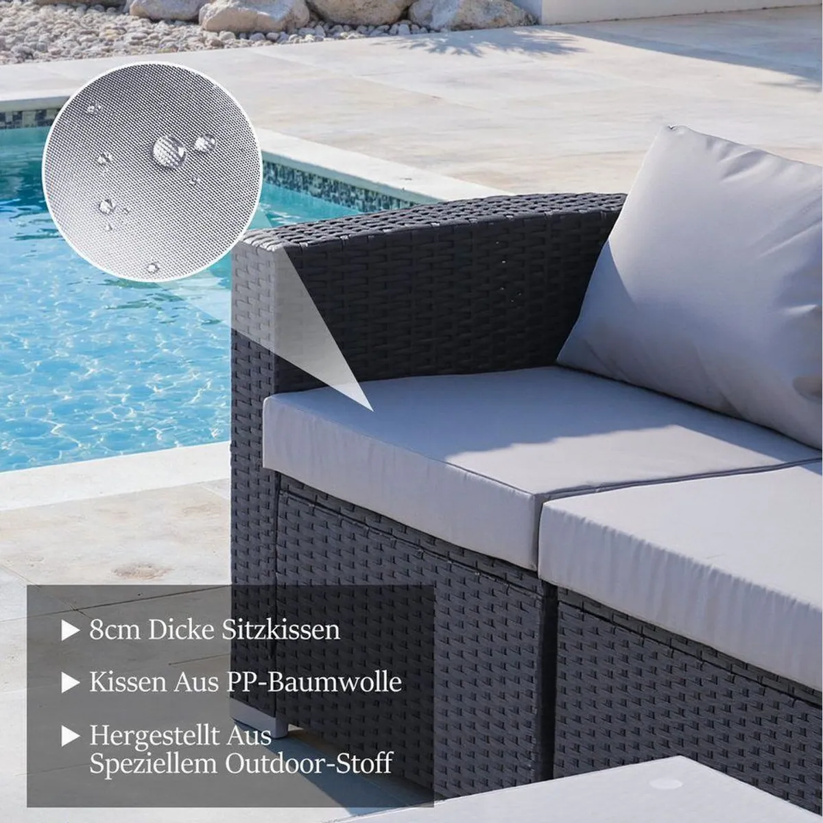 HOMAVO Gartenlounge-Set, 7-teiliges Set für 4 Personen, inkl. Aufbewahrungsbox & Abdeckung 3