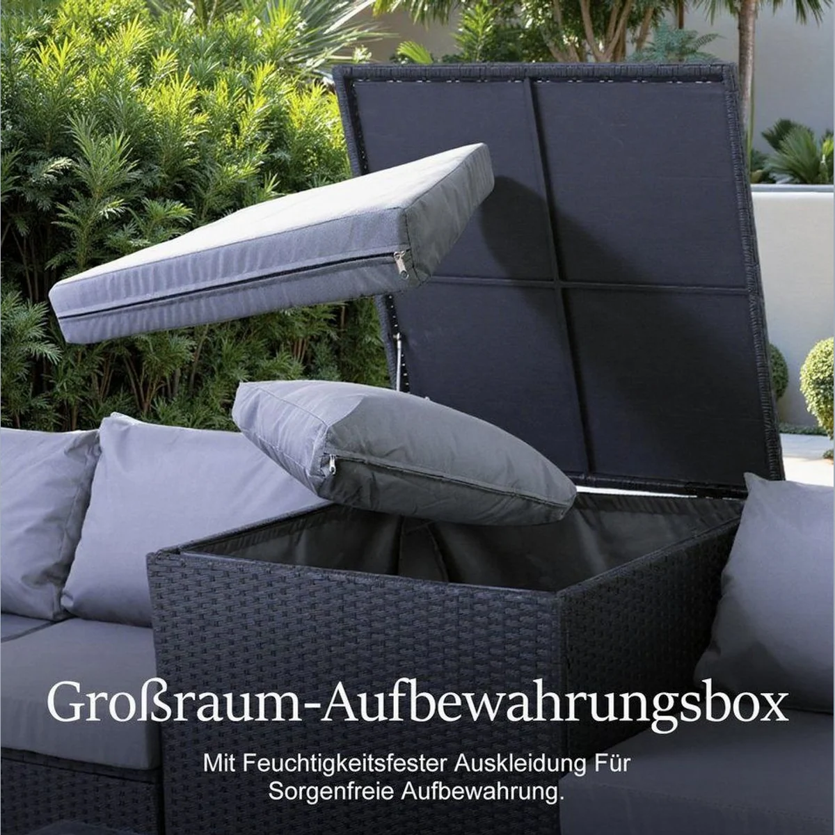 HOMAVO Gartenlounge-Set, 7-teiliges Set für 4 Personen, inkl. Aufbewahrungsbox & Abdeckung 4
