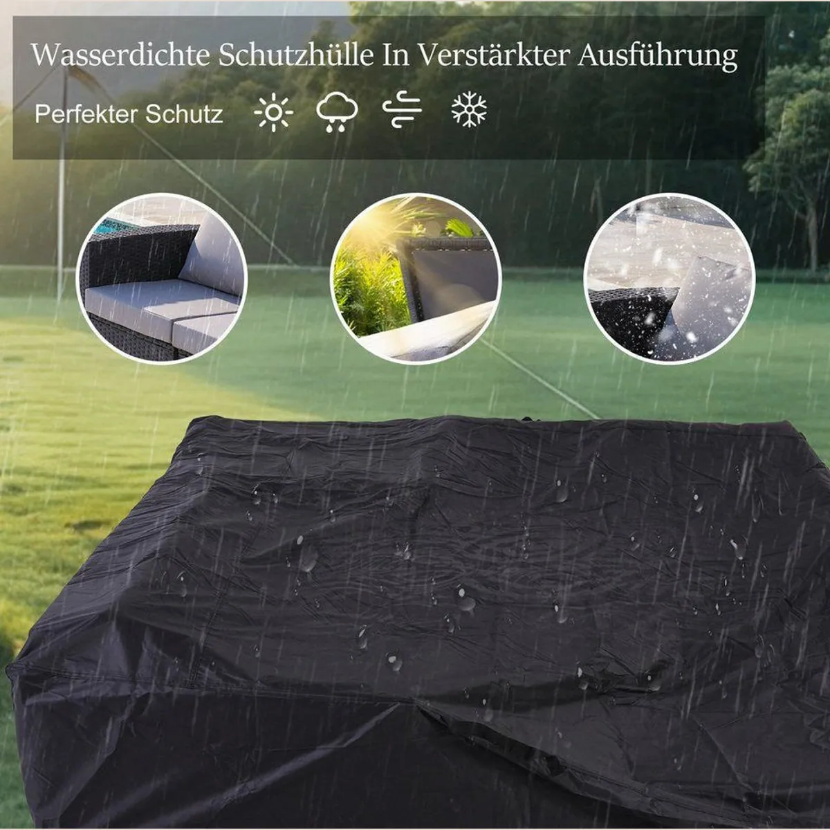 HOMAVO Gartenlounge-Set, 7-teiliges Set für 4 Personen, inkl. Aufbewahrungsbox & Abdeckung 5
