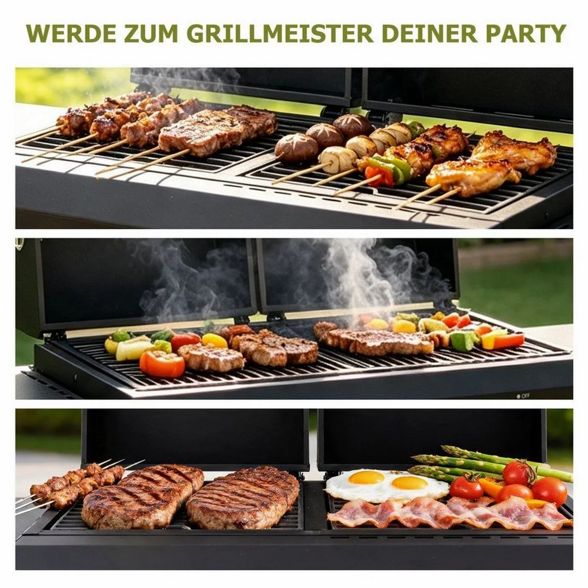 HOMAVO Gasgrill 2-in-1, vielseitig im Gas- und Holzkohlebetrieb 5