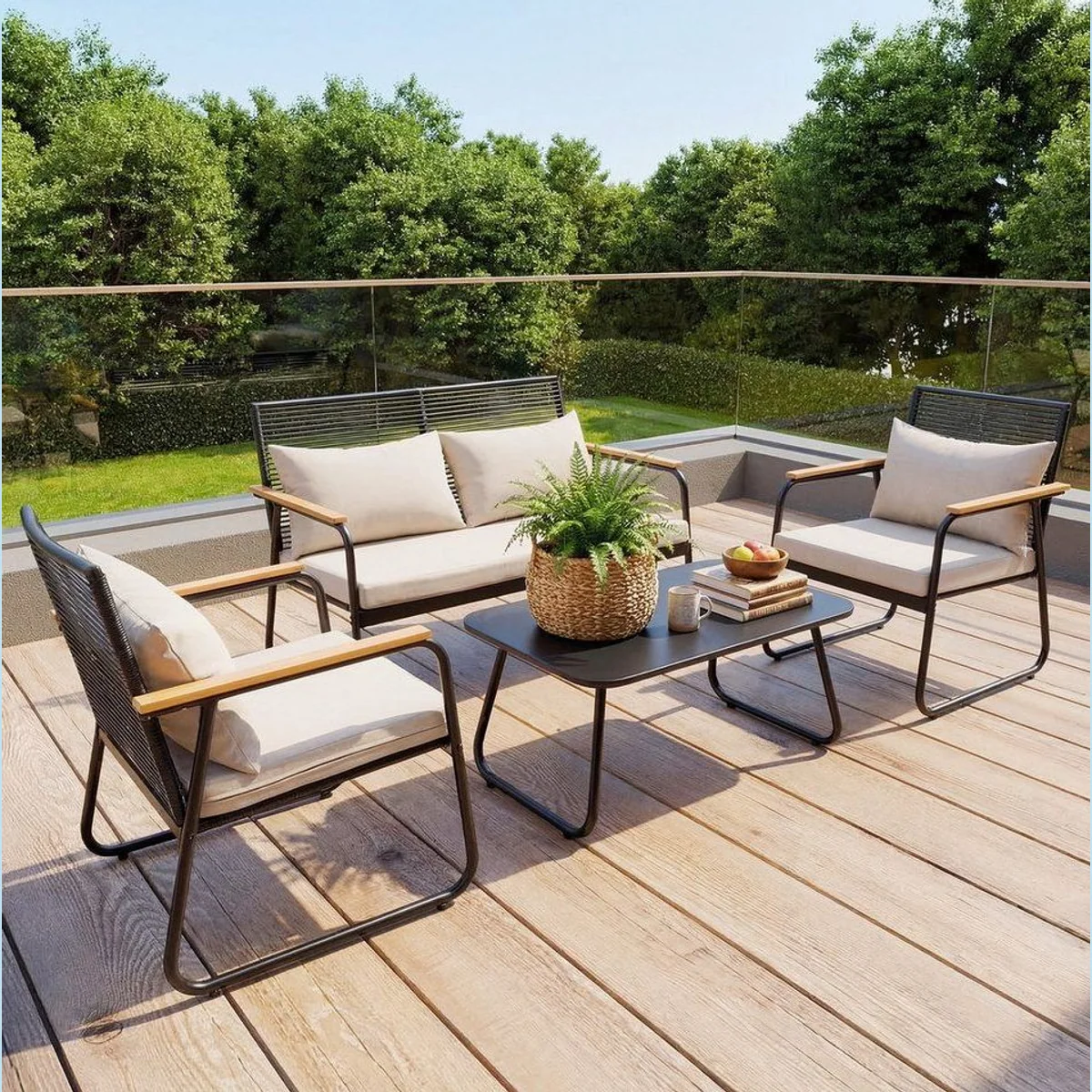HOMAVO Gartenlounge-Set, witterungsbeständig, ergonomisches Design, stabile Konstruktion