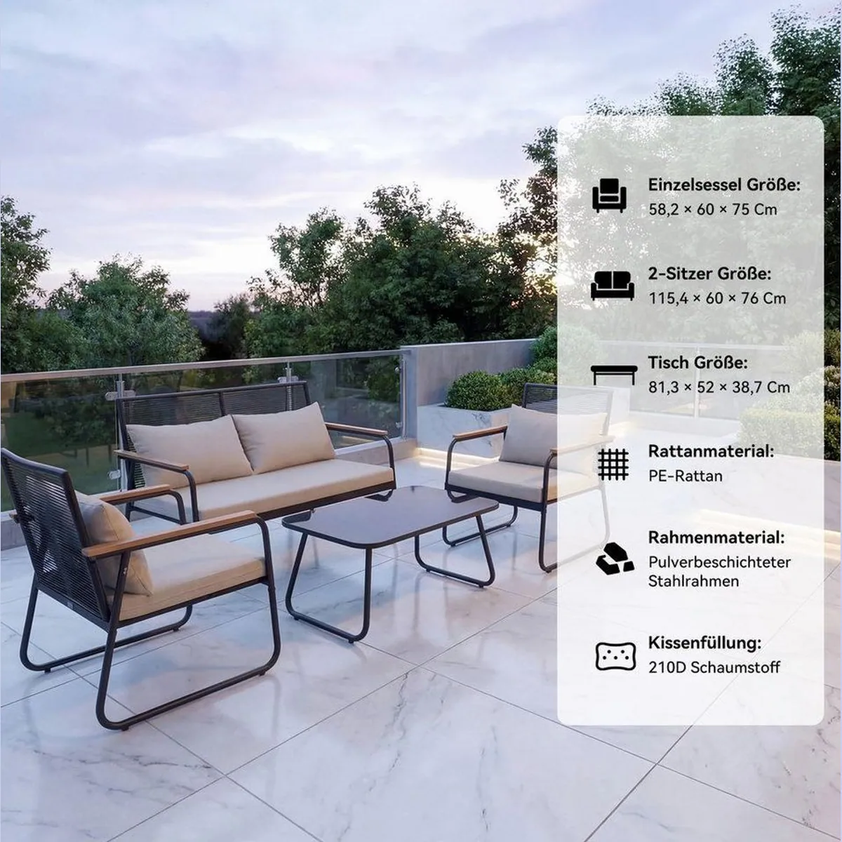 HOMAVO Gartenlounge-Set, witterungsbeständig, ergonomisches Design, stabile Konstruktion 2