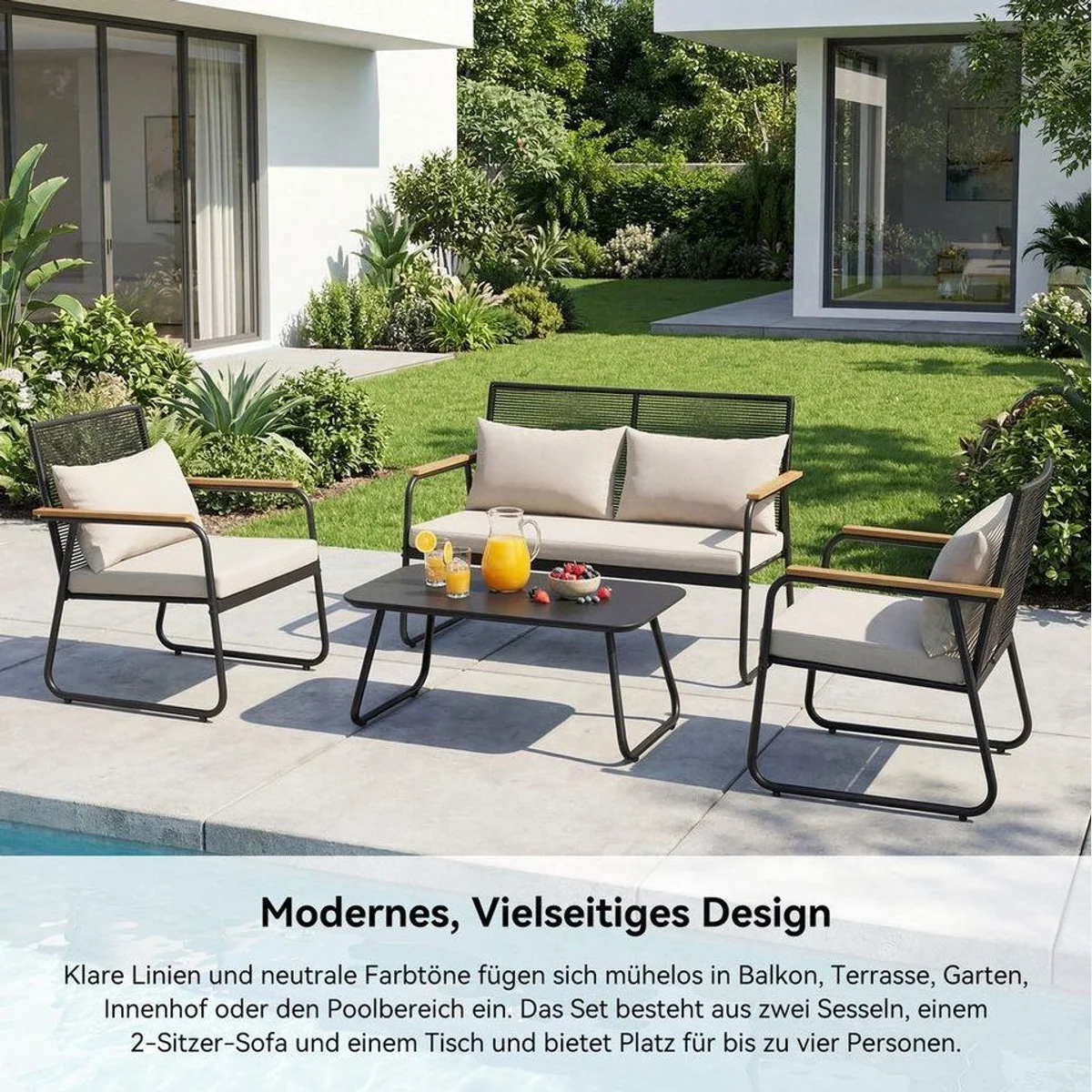 HOMAVO Gartenlounge-Set, witterungsbeständig, ergonomisches Design, stabile Konstruktion 3