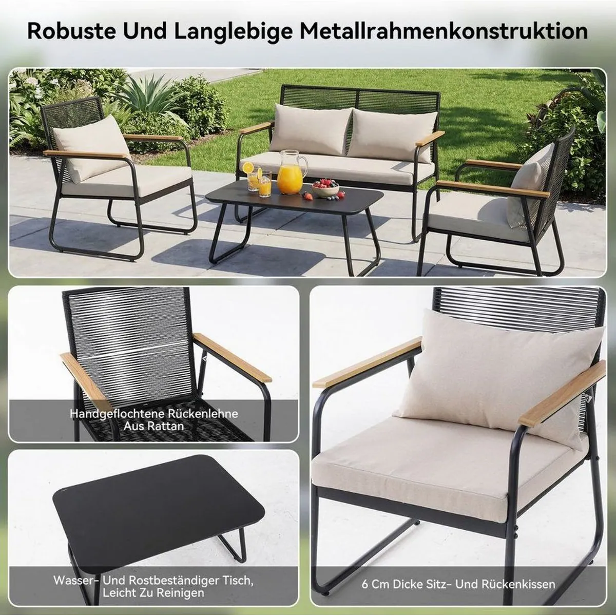 HOMAVO Gartenlounge-Set, witterungsbeständig, ergonomisches Design, stabile Konstruktion 5