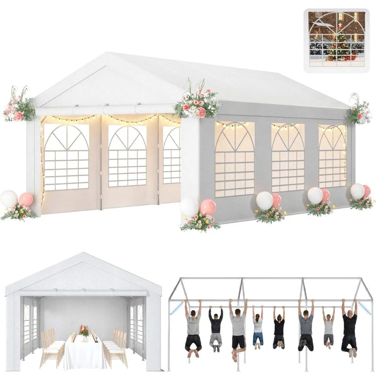 HOMALL Pavillon Partyzelt, wasserdichtes Polyester-Dach, stabiler Stahlrahmen — ideal für Garten und Events