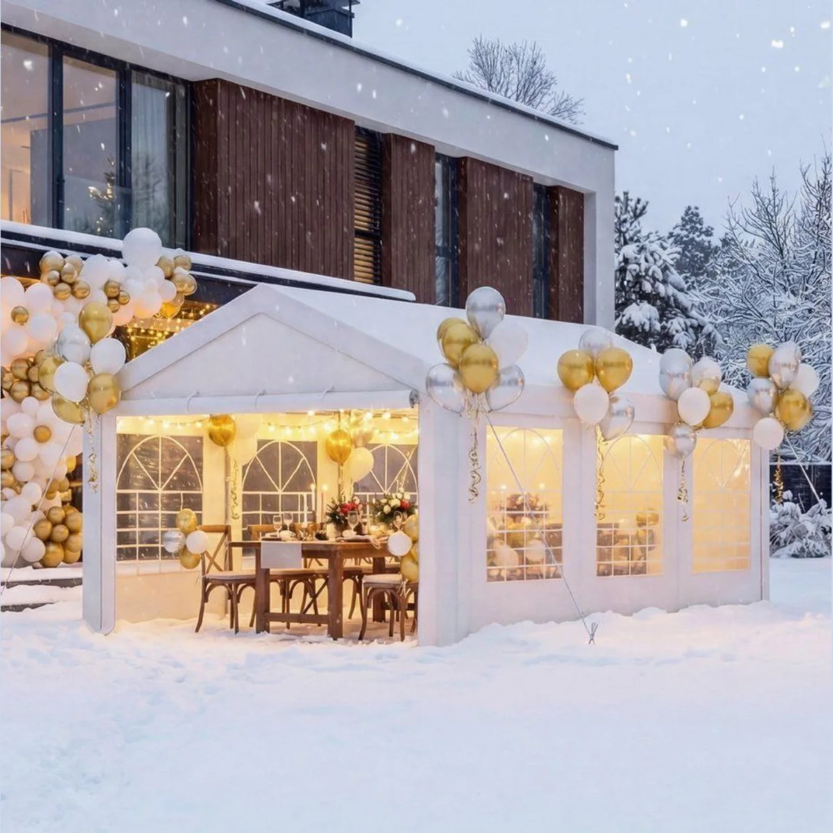 HOMALL Pavillon Partyzelt, wasserdichtes Polyester-Dach, stabiler Stahlrahmen — ideal für Garten und Events 2