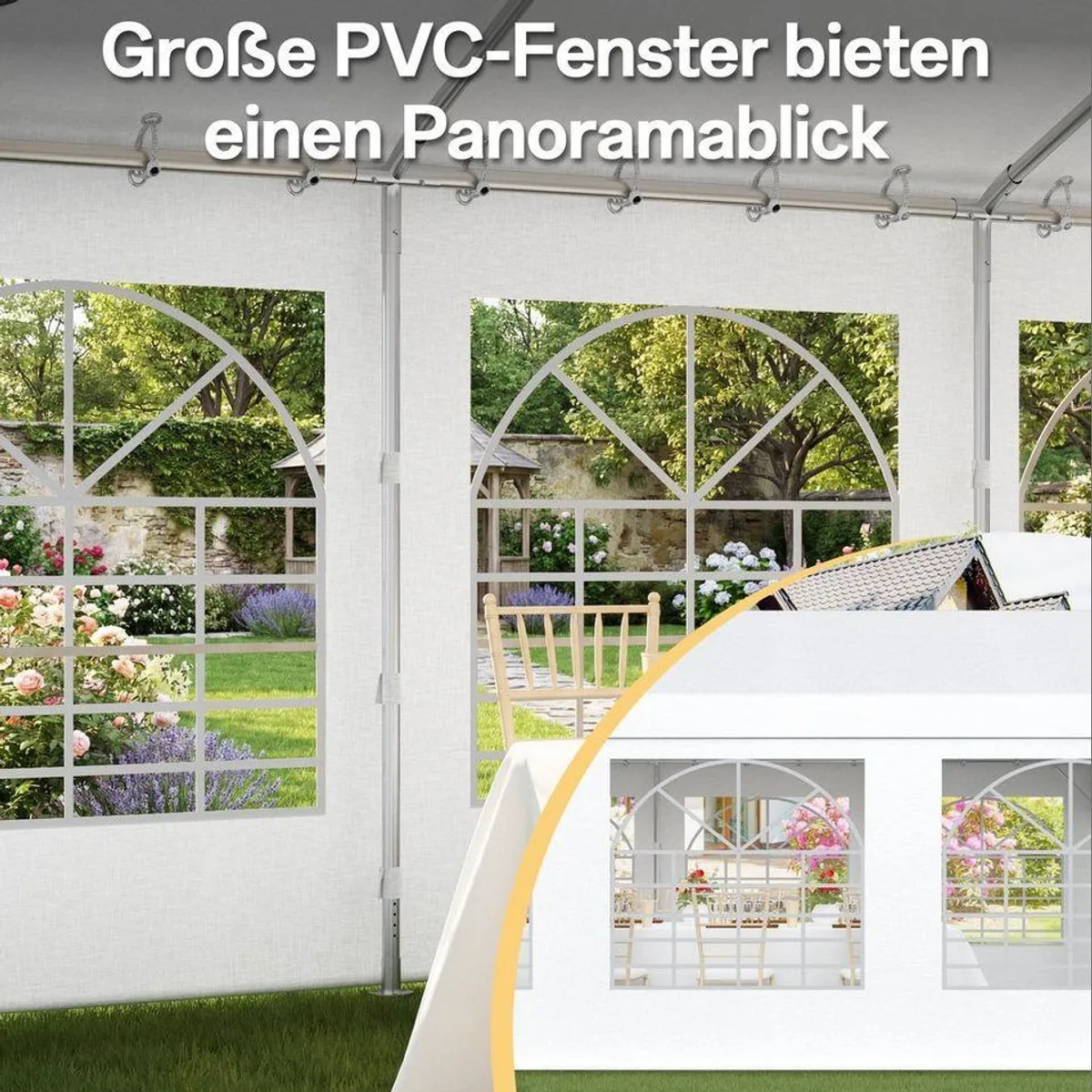 HOMALL Pavillon Partyzelt, wasserdichtes Polyester-Dach, stabiler Stahlrahmen — ideal für Garten und Events 4