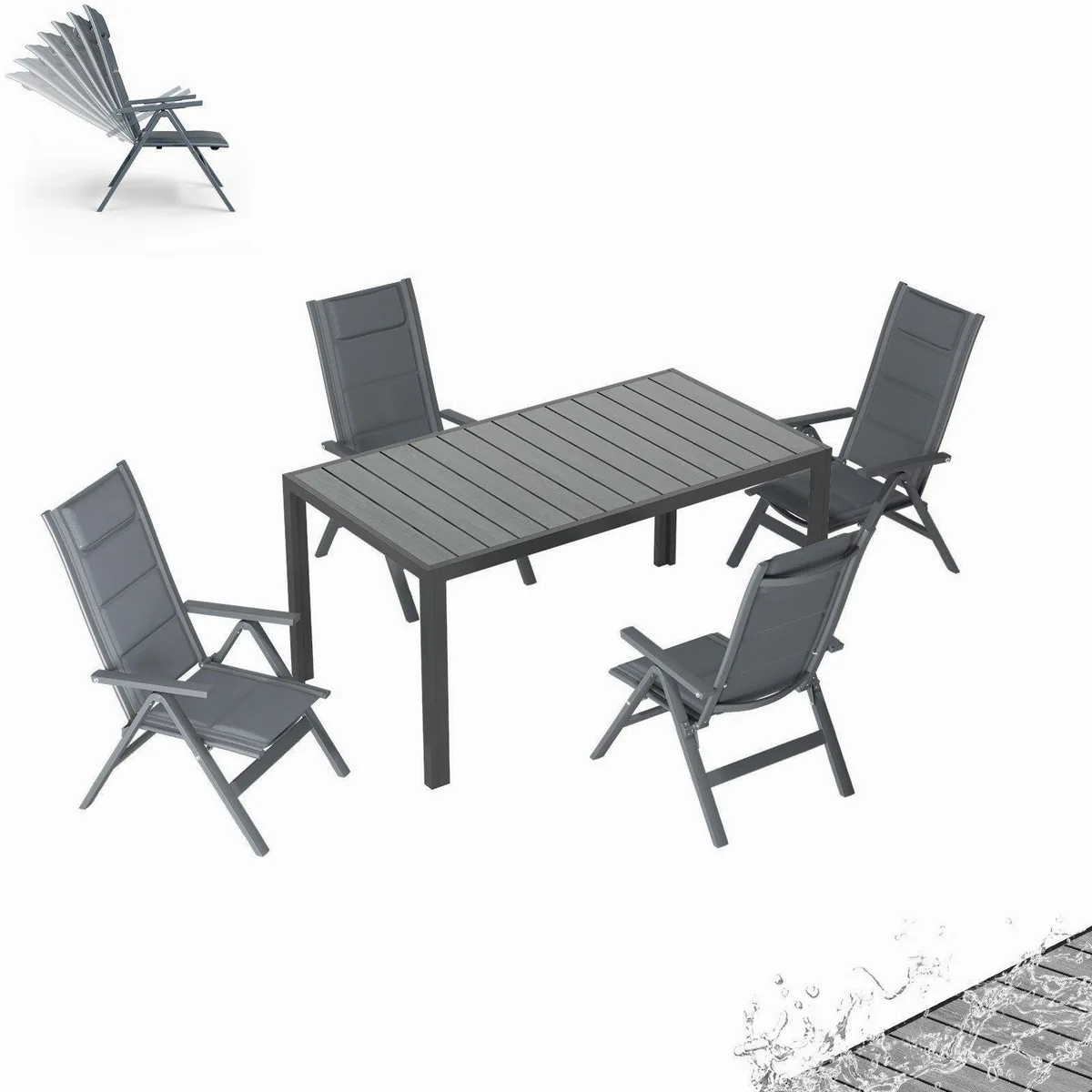 HOMALL Garten-Essgruppe, klappbare Armlehnstühle & Aluminium Tisch – Komfort, Stabilität, Flexibilität 2