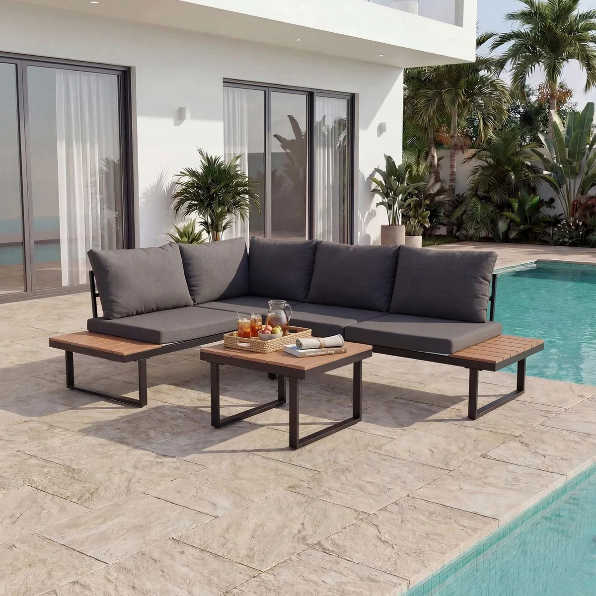 HOMAVO Gartenlounge-Set, modular, wetterbeständig, pflegeleicht — für Terrasse, Balkon & Garten