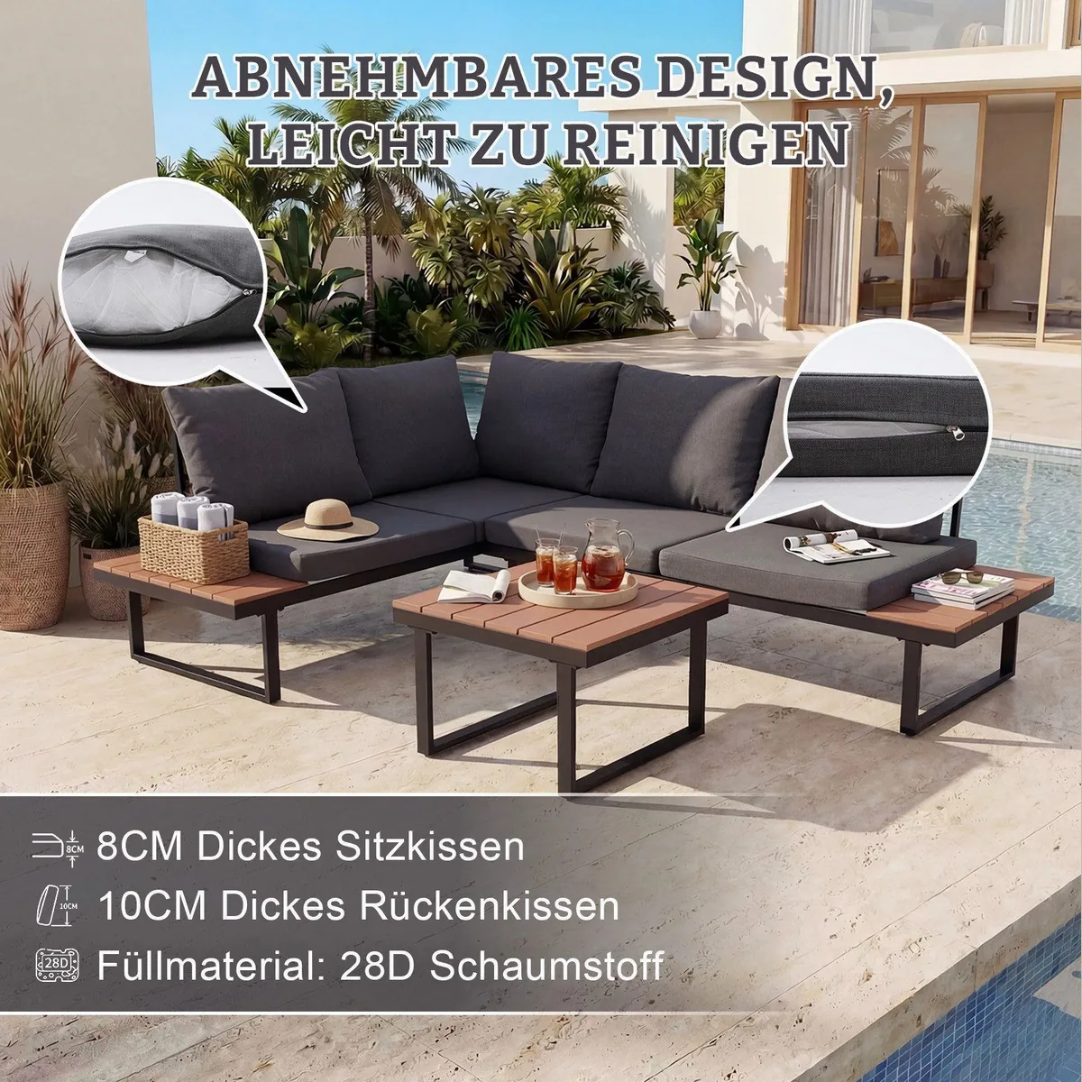 HOMAVO Gartenlounge-Set, modular, wetterbeständig, pflegeleicht — für Terrasse, Balkon & Garten 2