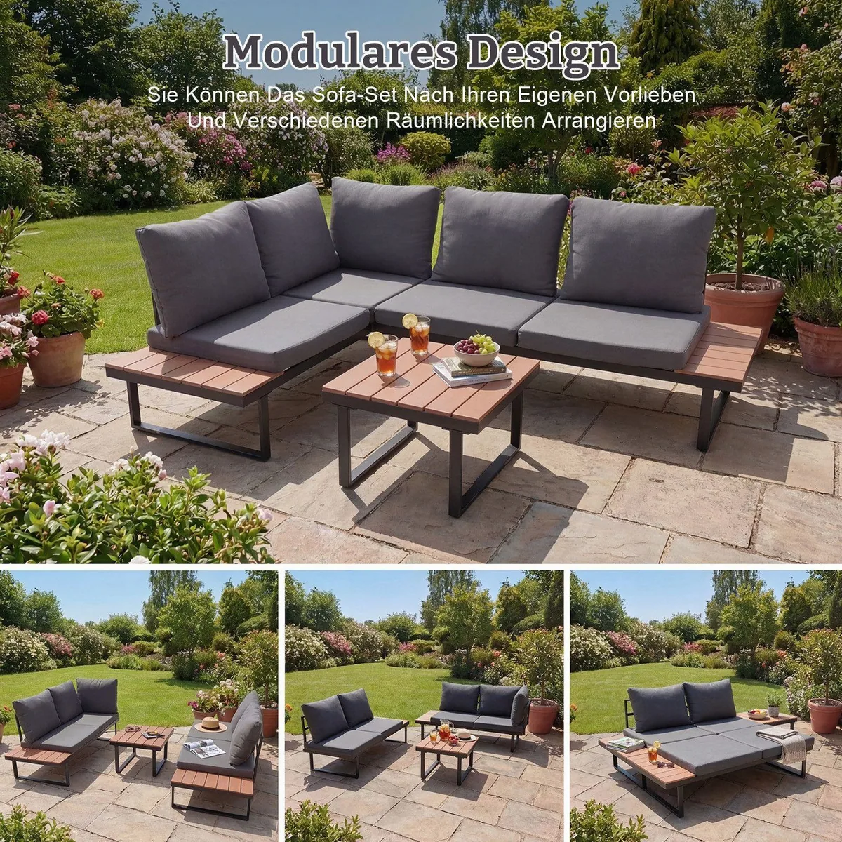 HOMAVO Gartenlounge-Set, modular, wetterbeständig, pflegeleicht — für Terrasse, Balkon & Garten 3