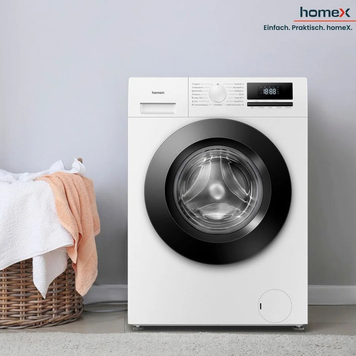 homeX WF814H1A-W Waschmaschine, 8 kg, 1400 U/min, Dampffunktion, Inverter Motor, EEK A -20% 3