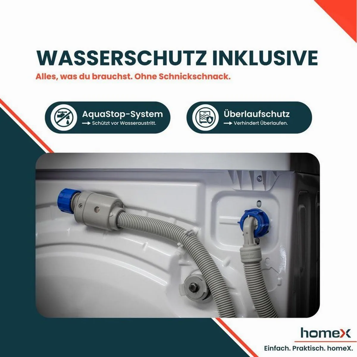 homeX WF814H1A-W Waschmaschine, 8 kg, 1400 U/min, Dampffunktion, Inverter Motor, EEK A -20% 4