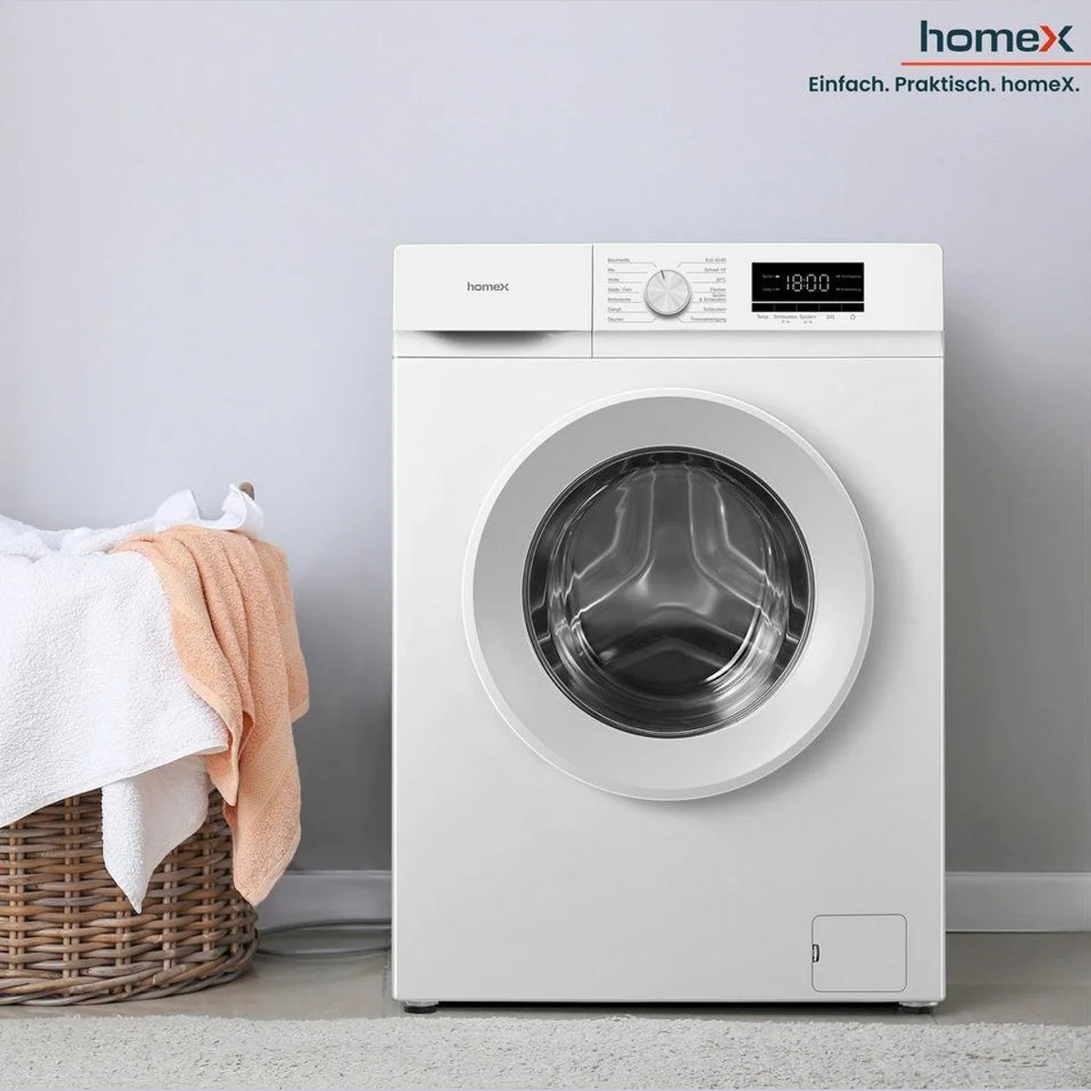 homeX WF812K1A-W Waschmaschine, 8 kg, 1200 U/min, Inverter Motor, AquaStop 2