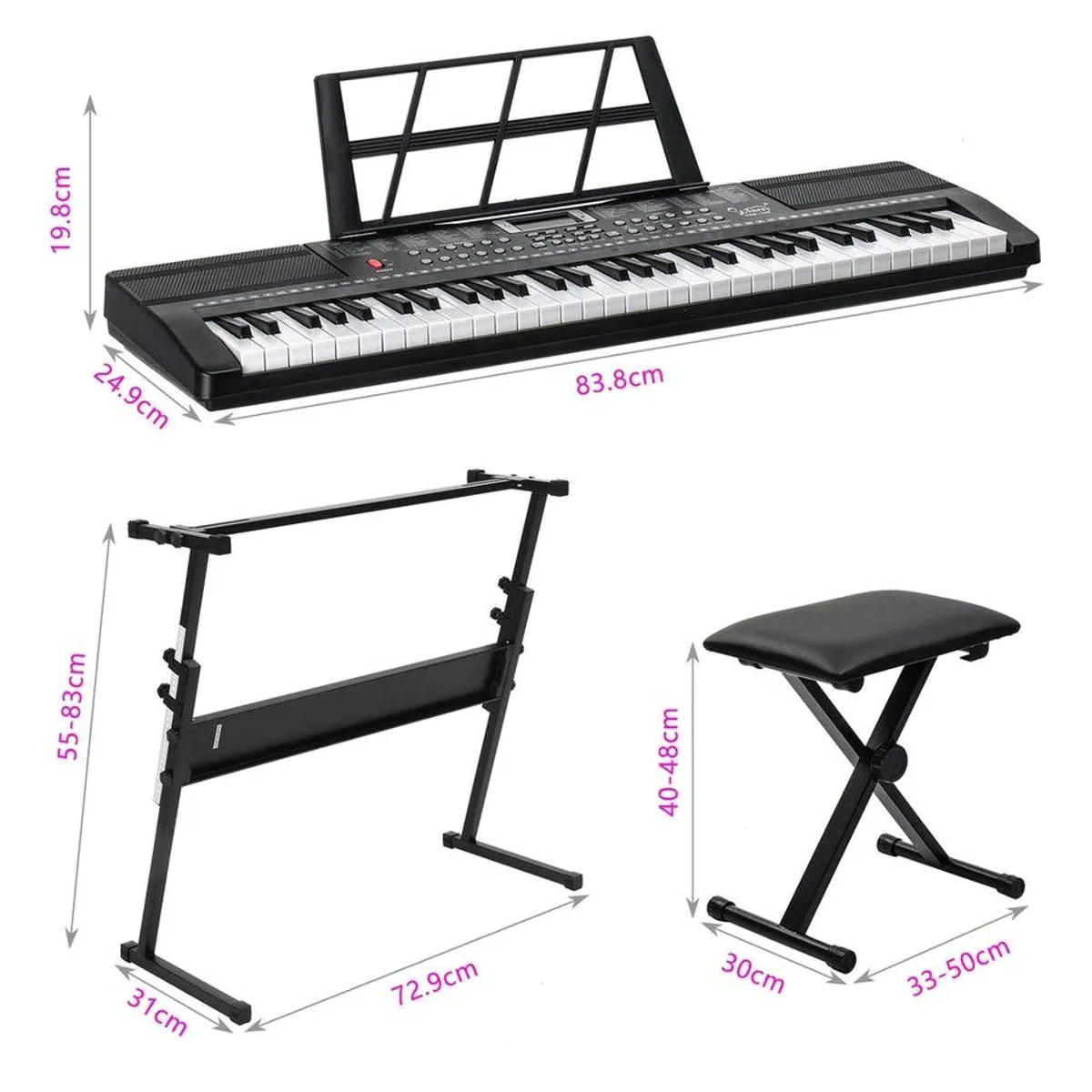 HT Digitalpiano Keyboard 61 Tasten, hervorragende Klangqualität, 3 Lernmodi 5
