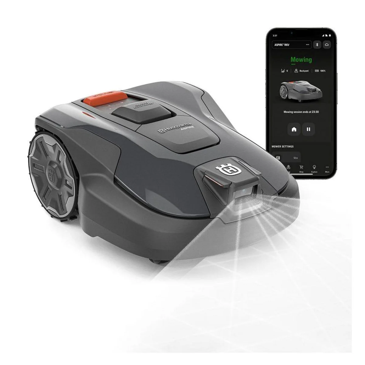 Husqvarna Automower Aspire R6V, kabelloser Mähroboter für 600 m² Rasenfläche, GPS-Navigation, WLAN-Steuerung