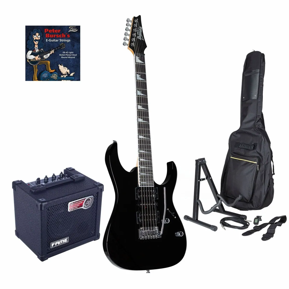Ibanez GRG170DX-BKN E-Gitarre, HSH Tonabnehmer, 24 Bünde, 2-Punkt Tremolo