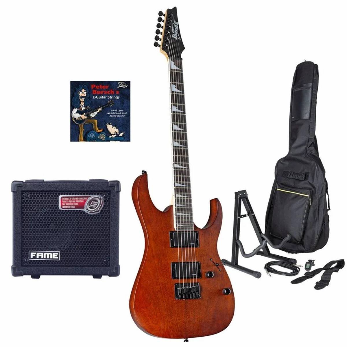 Ibanez Gio GRG121DX-WNF E-Gitarre, edles Walnuss-Finish, HH-Tonabnehmer — ideal für Einsteiger