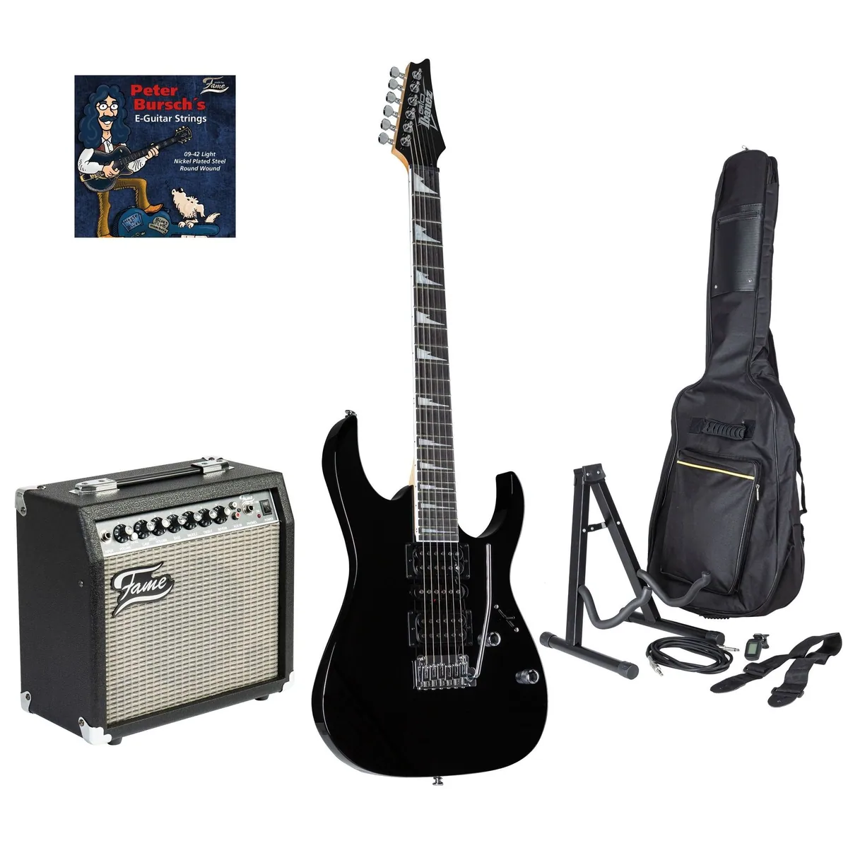 Ibanez GRG170DX-BKN E-Gitarre, ideal für Einsteiger, inklusive GX15 Verstärker