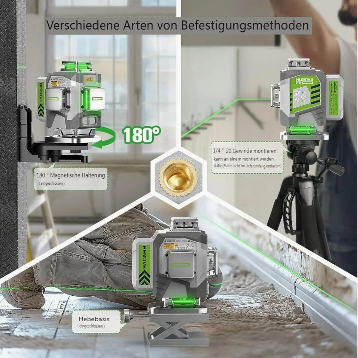 Insma Kreuzlinienlaser Grün 4D, 16 Linien, 8000mAh Akku — selbstnivellierend, IP54, Fernbedienung 4