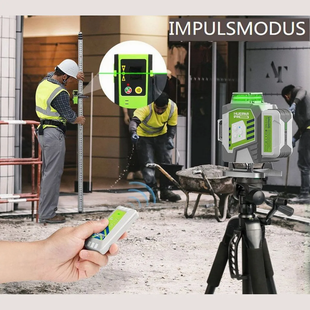 Insma Kreuzlinienlaser Grün 4D, 16 Linien, 8000mAh Akku — selbstnivellierend, IP54, Fernbedienung 5