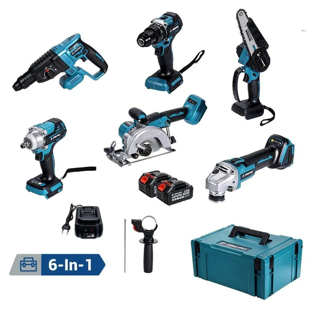 Insma Akku-Schlagbohrmaschine 6 IN 1, bürstenlos, inklusive 2 Akkus und Koffer 2