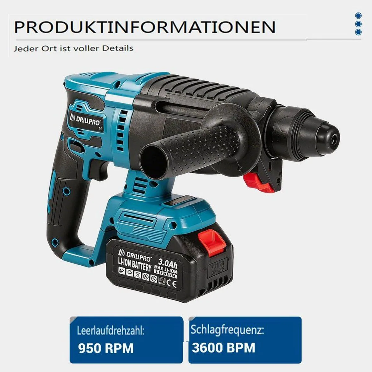 Insma Akku-Schlagbohrmaschine 6 IN 1, bürstenlos, inklusive 2 Akkus und Koffer 3