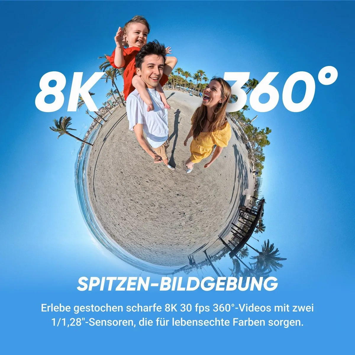 Insta360 X5 Action Cam, 8K Auflösung, wasserdicht, KI-Stabilisierung 2