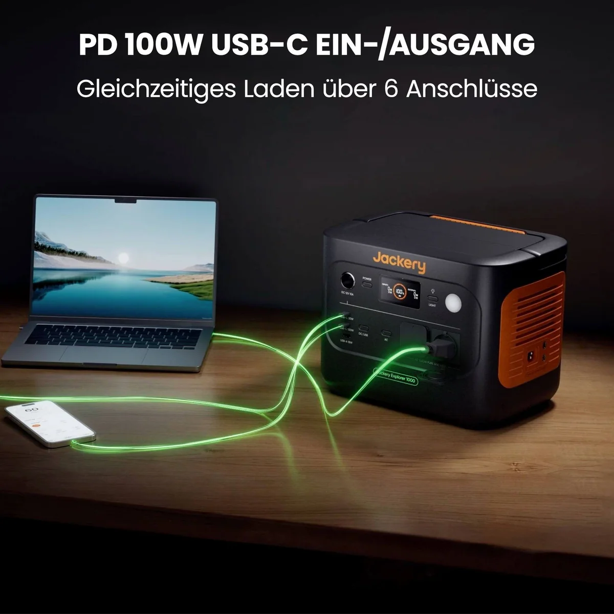 Jackery Explorer 1000 v2 Tragbare Powerstation, 1070Wh LiFePO4, 1500W AC Leistung, 1 Std. Schnellladung 4