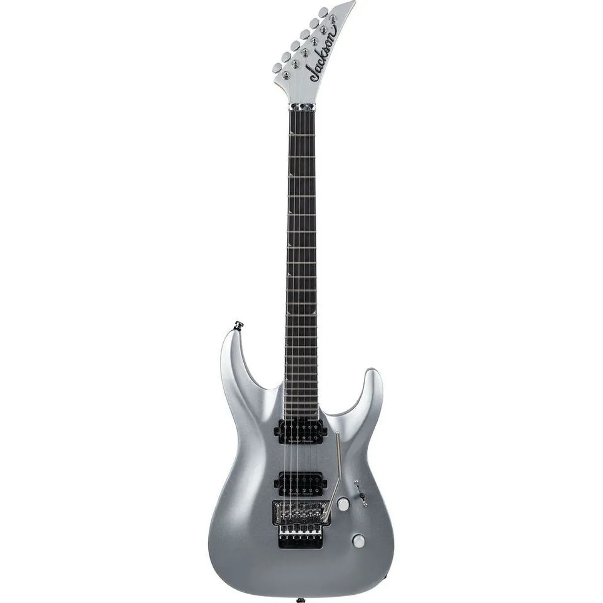 Jackson Pro Plus Soloist SLA2 EB Quicksilver, vielseitiges Humbucker-Setup, Floyd Rose Tremolo