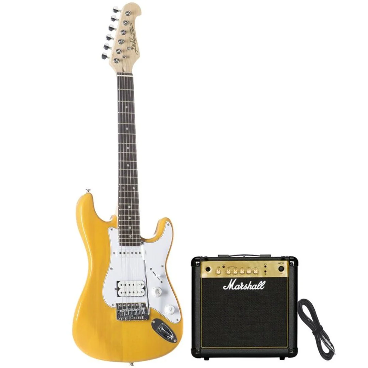J & D ST-MINI E-Gitarre Set, inklusive Marshall MG15 Verstärker und Kabel